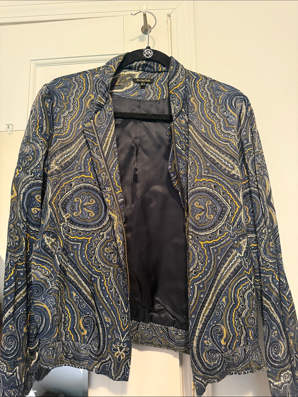 Massimo Dutti Navy and Mustard Paisley Jacket Lining